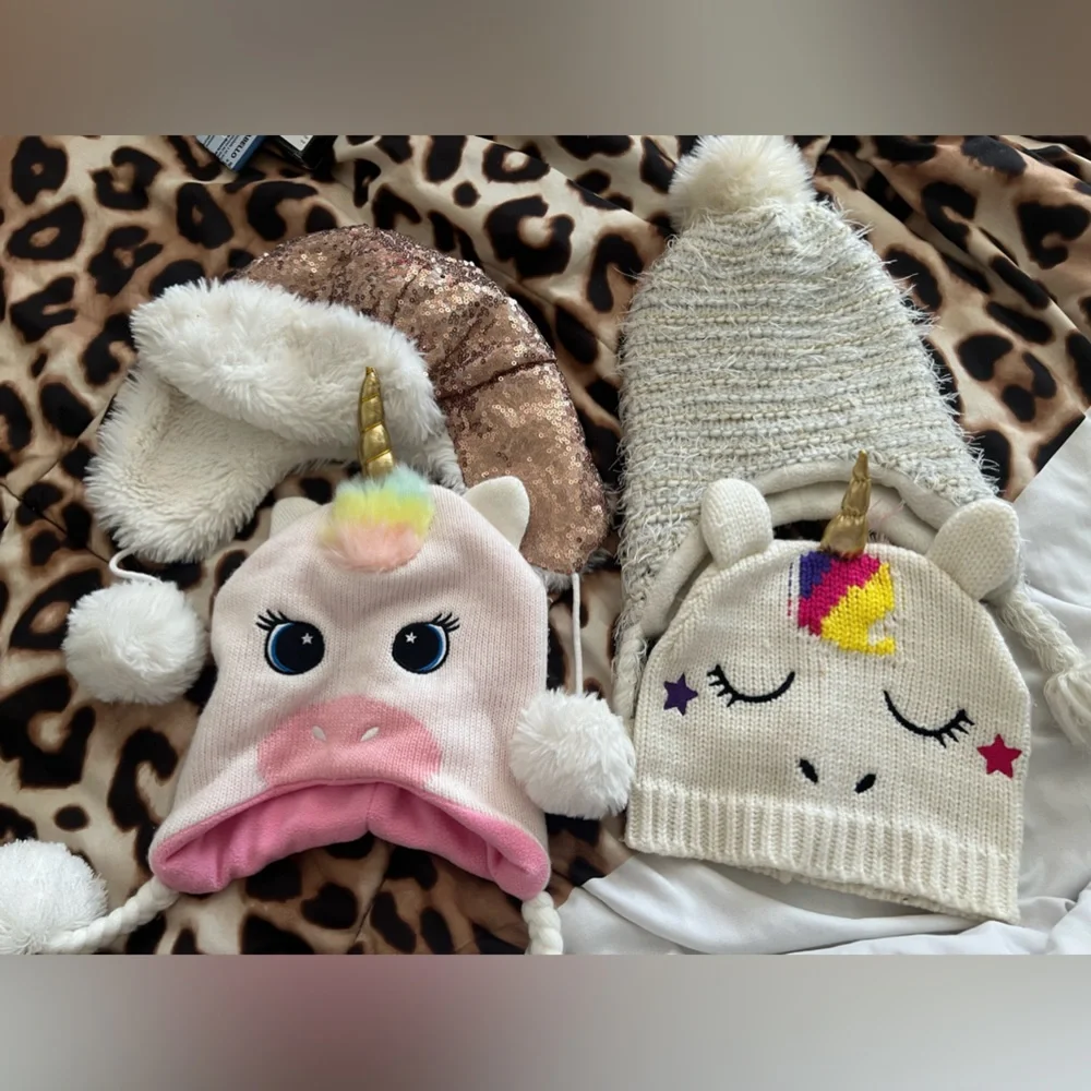 Toddler girls set of 4 winter hats variety